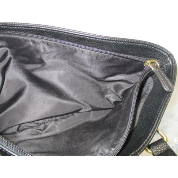 *Giani Bernini Black Pebbled Leather Center Woven Panel Satchel - Picture 4 of 4